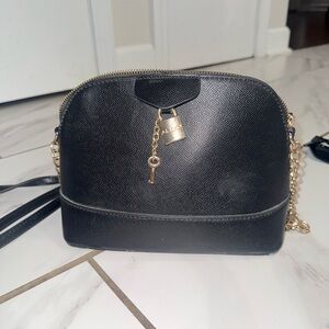 Aldo Black Crossbody Bag with Gold Accents